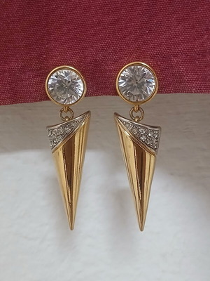 Dangling earrings, 6 cm, gold tone