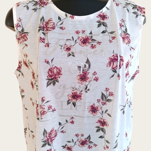 White floral blouse L/XL used with open back