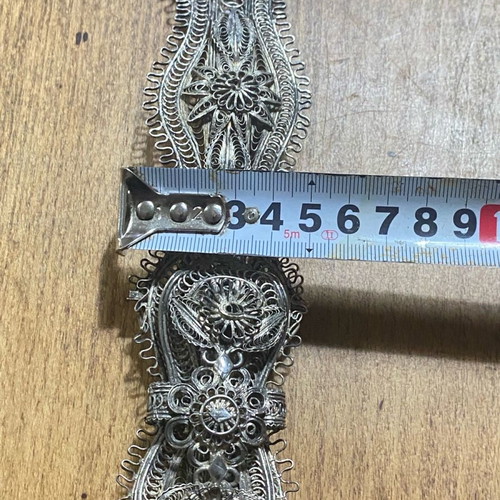 Silver filigree belt handmade used 18th - 19th century