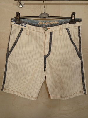 Napapijri striped bermuda shorts used, size 50/34, white and blue