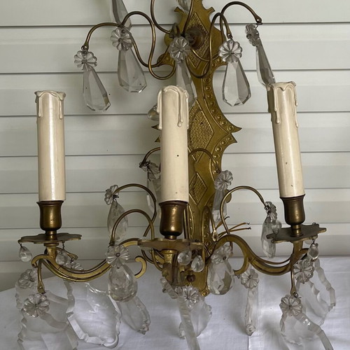Louis XV style wall lights used with crystals set of 2