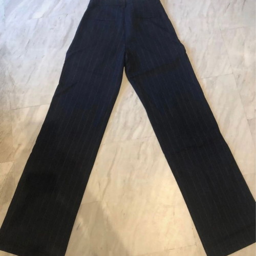 Pull and Bear fabric pants, dark blue with thin vertical stripes, size 36