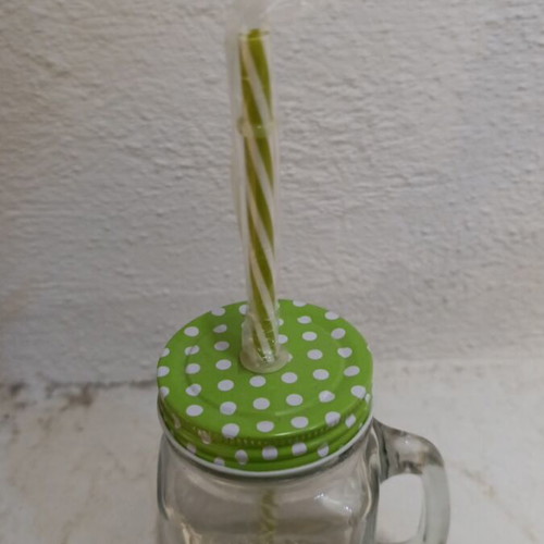 Glass bottle with straw new