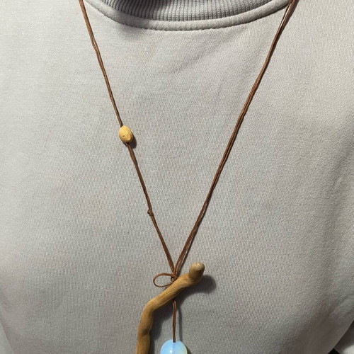 Handmade women's necklace used with moonstone and colorful cord
