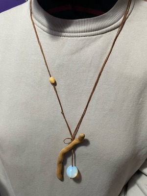 Handmade women's necklace used with moonstone and colorful cord