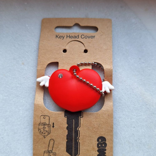 Key cover heart keychain, red