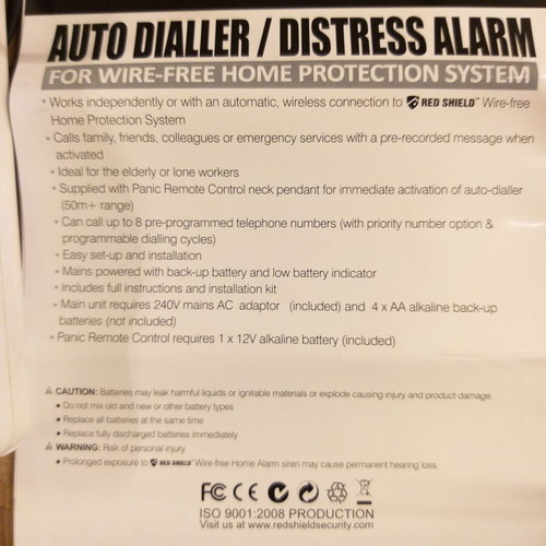 Redshield Model No WS-110 Wireless Answering Machine Distress Alarm used