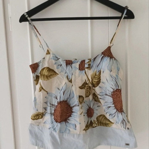 Tommy Hilfiger vintage blouse, beige and turquoise, size S