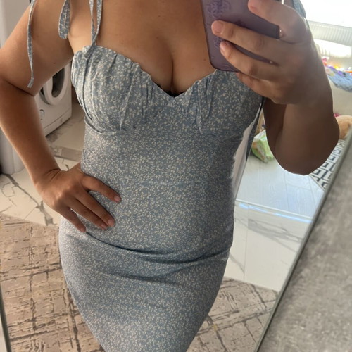 Shein summer dress size M like new, baby blue and white