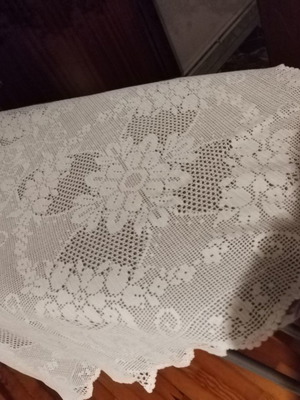 Handmade crochet tablecloth set with two doilies, new