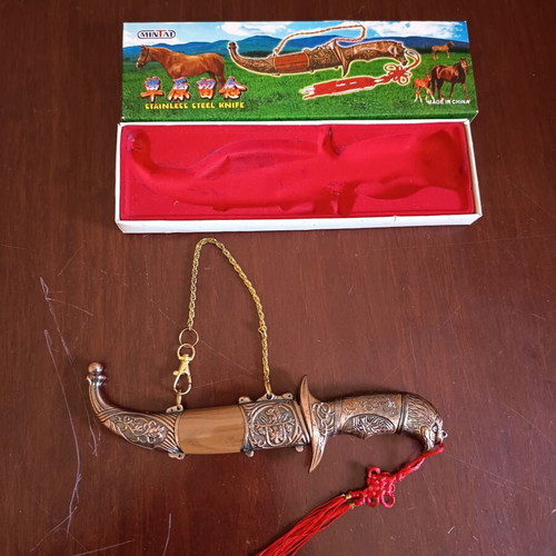 Mongolian horse head decorative dagger with stainless steel blade