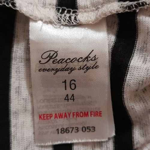 Peacocks asymmetrical striped blouse like new, black and grey