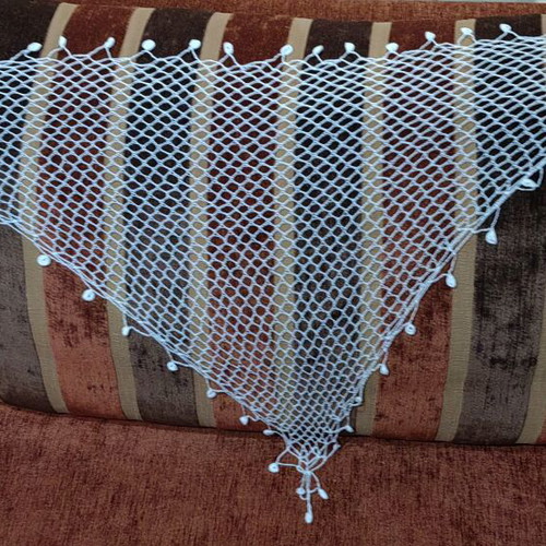 Traditional handmade Cretan scarf, white