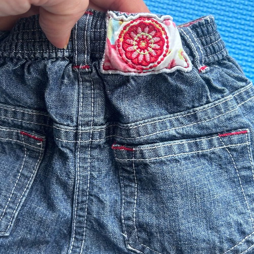 Mothercare baby girls denim shorts with floral embroidery like new, 3-6 months