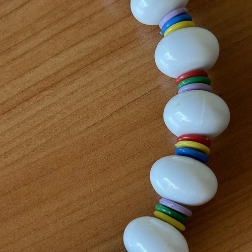 Bone necklace set used, white and blue colors