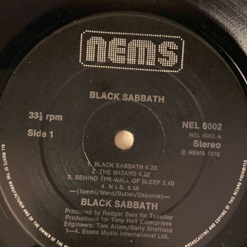 Black Sabbath first album 1976 UK press vinyl used, metal