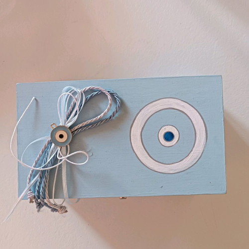 Handmade martyrika boxes with evil eye theme, like new, pack of 2