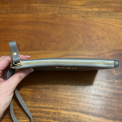 Gray leather pouch new