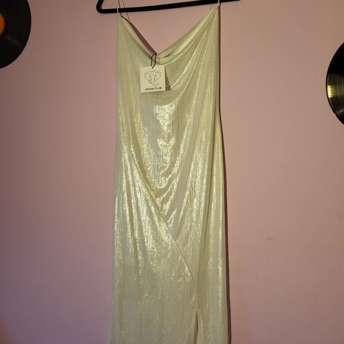 Judah Club champagne dress, white and silver, size M