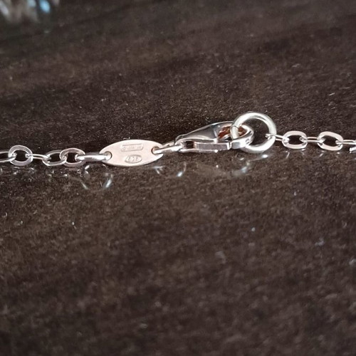Oxette silver gold-plated necklace new with white and black beads 72 cm