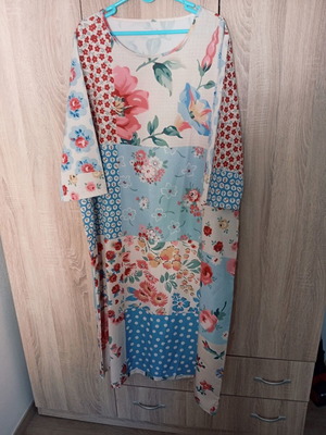 Maxi summer dress with flared sleeves, multicolor, size 3XL