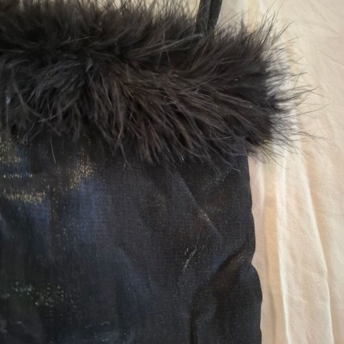 Black handbag used with fur detail