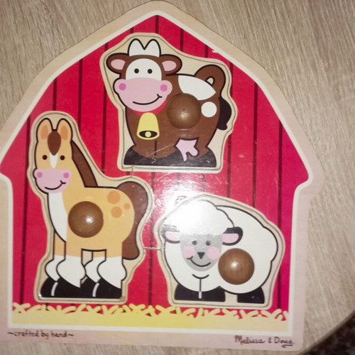 Wooden puzzles used, set of 3, Melissa & Doug