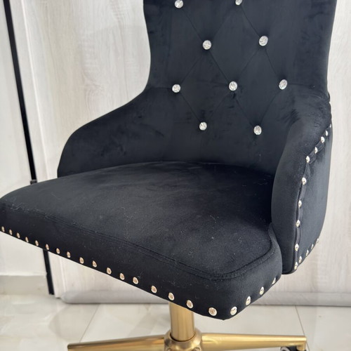Office chair with wheels velvet fabric and crystals like new