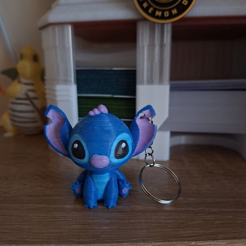 Stitch 3D printed keychain new, hand-painted PLA