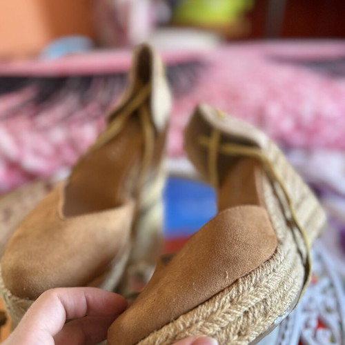 Women’s Beige Platform Espadrilles with Ankle Ties PLATO used