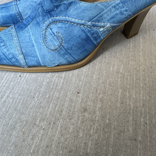 Women’s mules in denim print used, size 38, blue