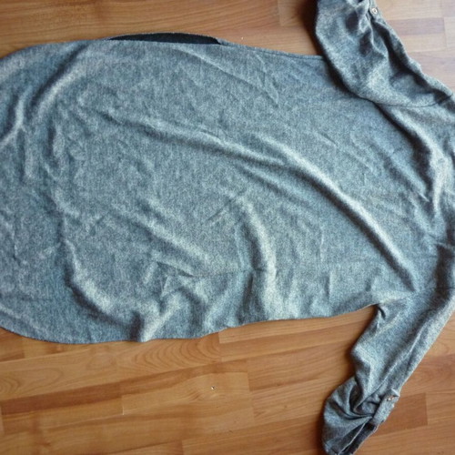 Women's blouse M/L gray like new, long back with hanging details