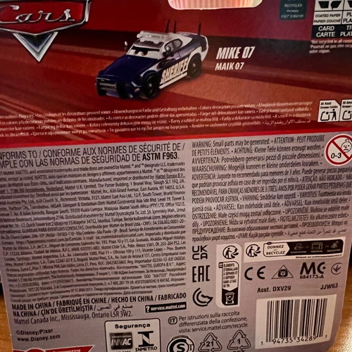 Disney Pixar Cars Mike 07 Sheriff Mattel die-cast 1:55 new