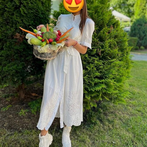 White midi dress with embroidery