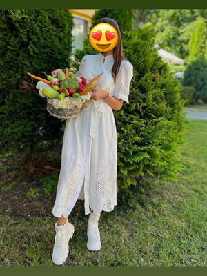 White midi dress with embroidery
