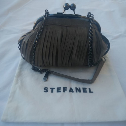 Stefanel shoulder bag used, brown leather and wool