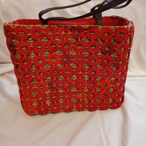 Alma Tonutti authentic straw shoulder bag, vintage boho style
