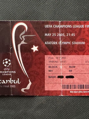 Εισιτήριο τελικού Champions League 2005 Liverpool - Milan μεταχειρισμένο
