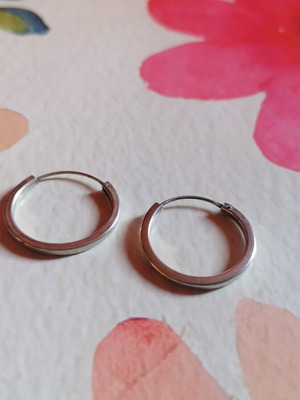 Silver 925 flat hoop earrings diameter 20mm new