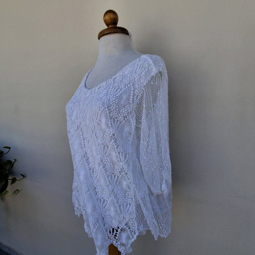 Sheer white blouse size L like new