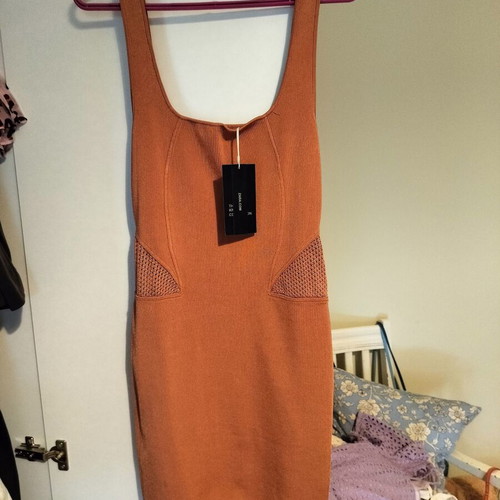Zara bodycon dress new brown orange large with smaller fit