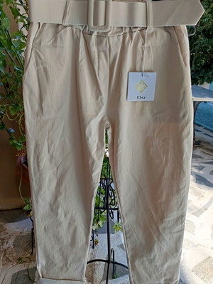 Elastic pants 77% viscose with waist elastic, new, beige, one size