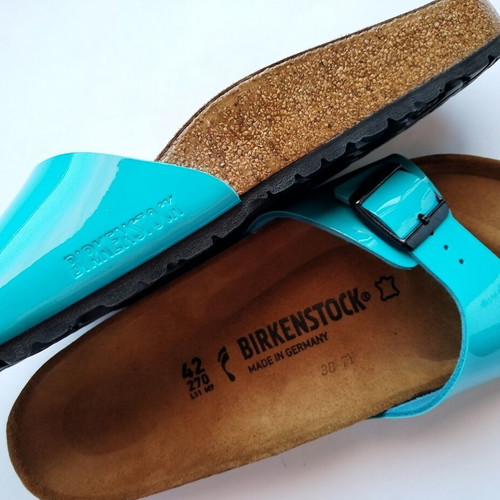 Birkenstock Madrid single strap sandals patent vibrant blue size 42 new