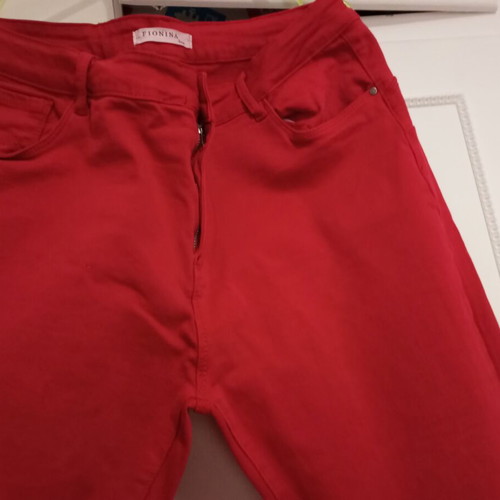 Red elastic denim pants new, size 54