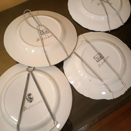 Handmade ceramic plates signed by Andreas Zymatikas, like new, set of 4