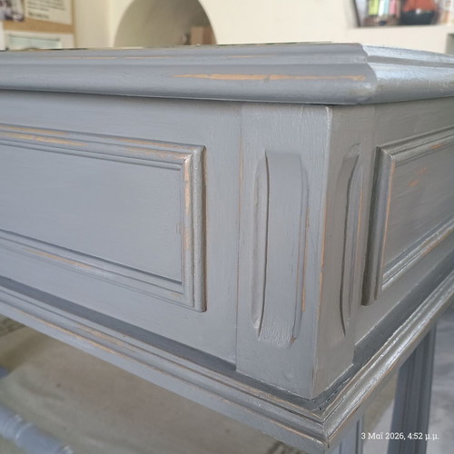 Desk used solid wood painted gray with chalk paint