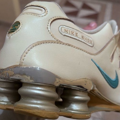 Nike Shox athletic shoes used, leather, white, size 43