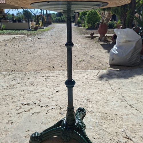 Handmade garden table pine wood with cast iron base new