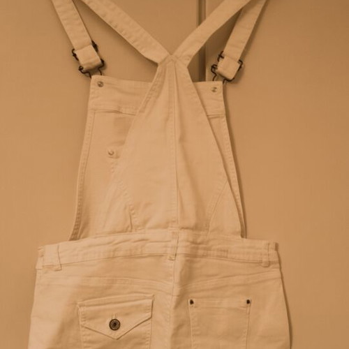 Bershka denim shorts salopette used, size L, white