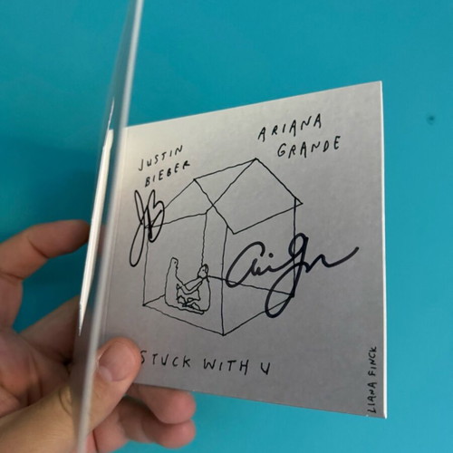 Ariana Grande Justin Bieber Signed Card new